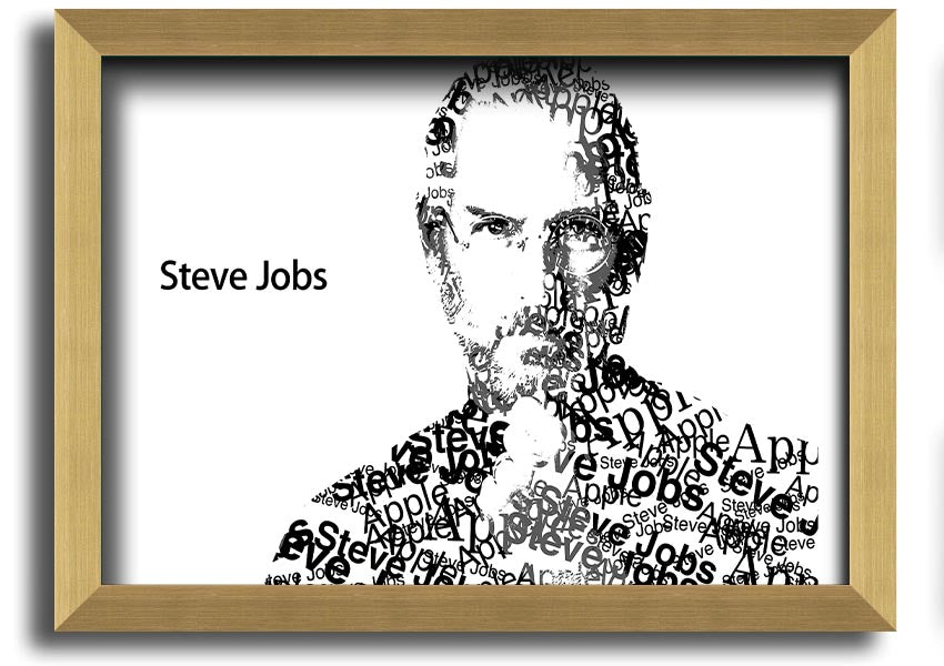 Framed print of Steve Jobs, co-founder of Apple, showcasing his iconic image in a stylish frame.