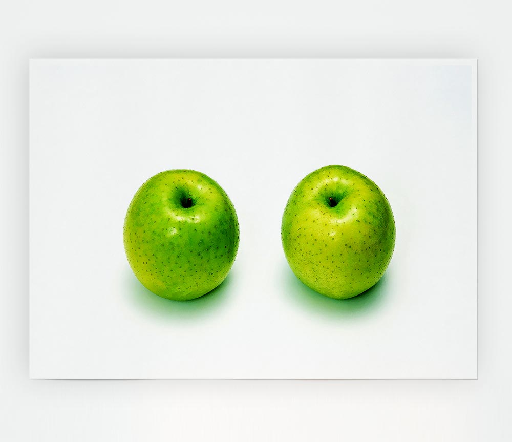 A vibrant Apple Twins poster printed on high-quality canvas, showcasing two apples with rich colors and intricate details.