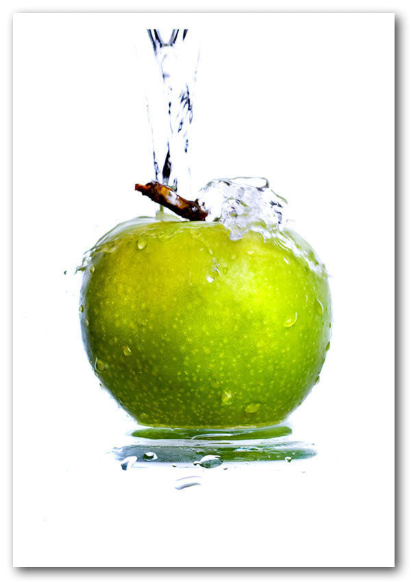 A vibrant Apple Waterfall poster printed on high-quality canvas, showcasing cascading water and lush apples.