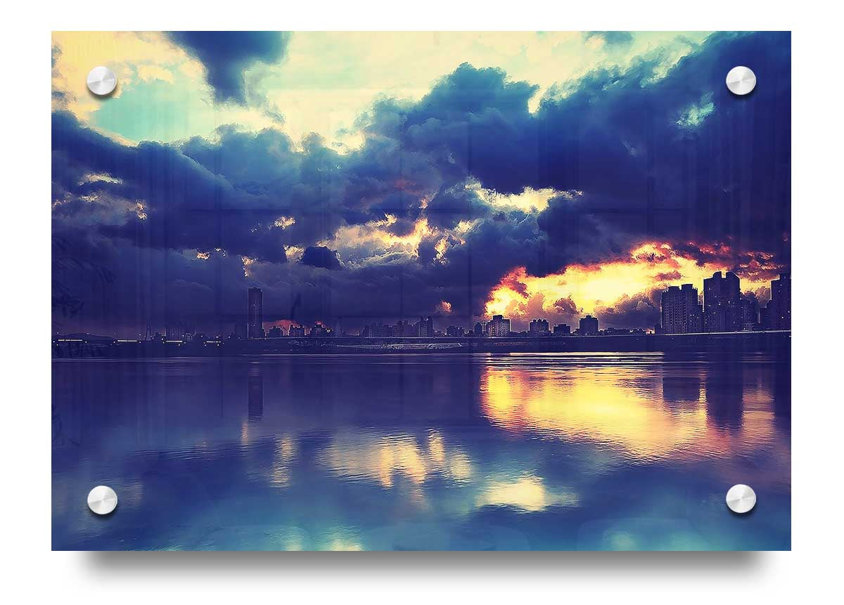 Apocalyptic Sunset acrylic print showcasing vibrant colors and dramatic sunset imagery on 5mm thick acrylic glass.