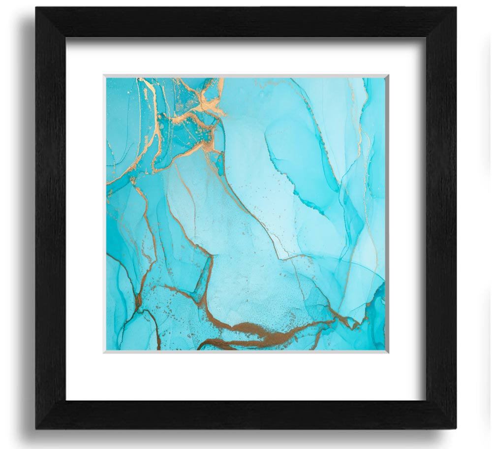 Aqua Fusion Glitter Square Framed Print showcasing a vibrant aqua glitter design in a stylish frame.