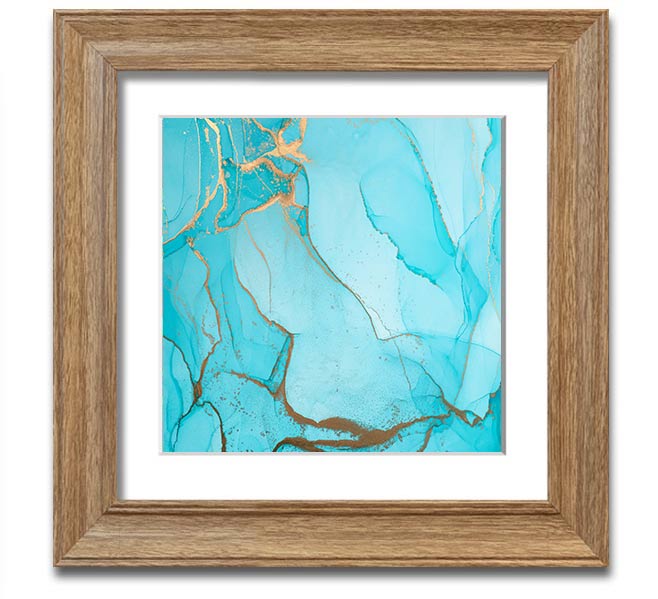 Aqua Fusion Glitter Square Framed Print showcasing a vibrant aqua glitter design in a stylish frame.