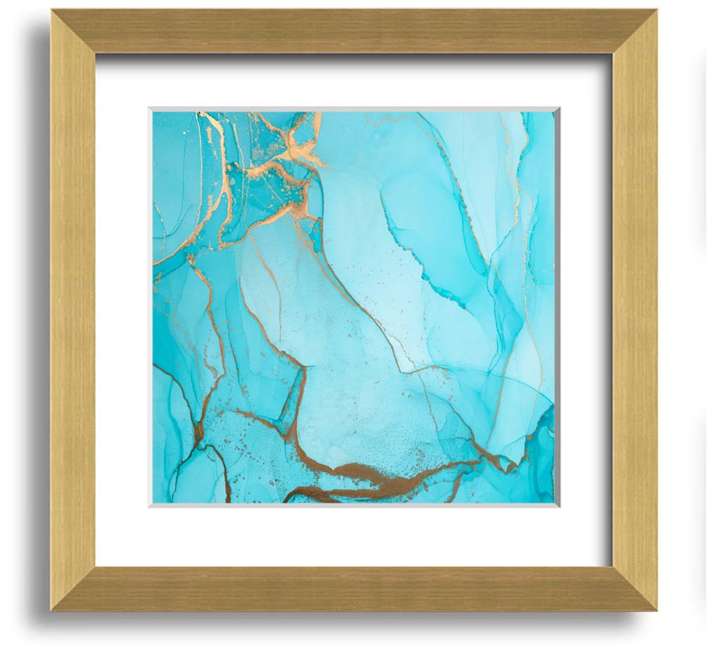 Aqua Fusion Glitter Square Framed Print showcasing a vibrant aqua glitter design in a stylish frame.