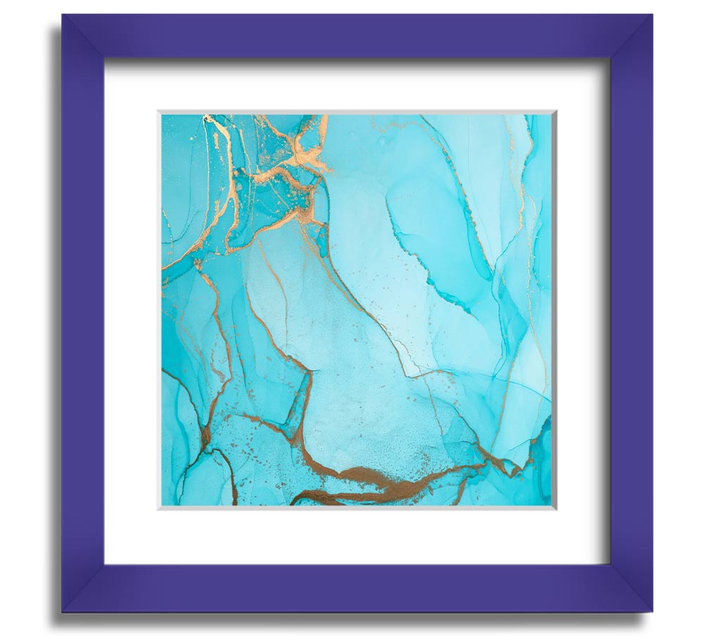 Aqua Fusion Glitter Square Framed Print showcasing a vibrant aqua glitter design in a stylish frame.