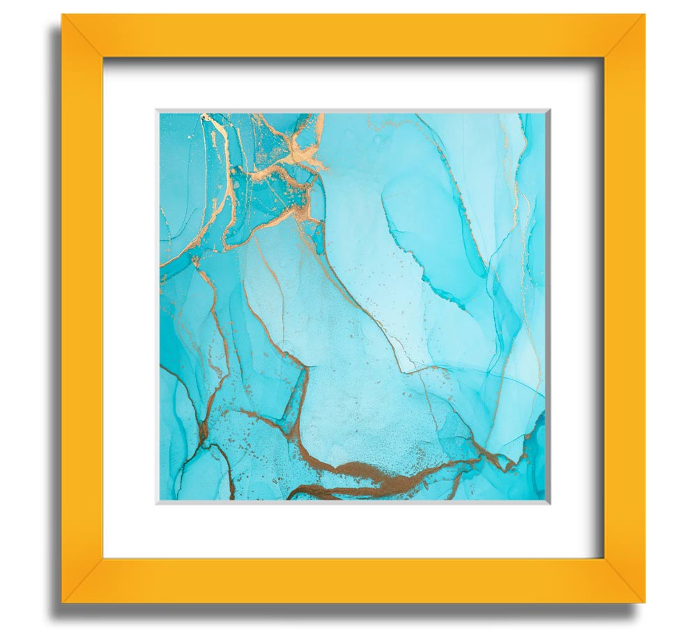 Aqua Fusion Glitter Square Framed Print showcasing a vibrant aqua glitter design in a stylish frame.