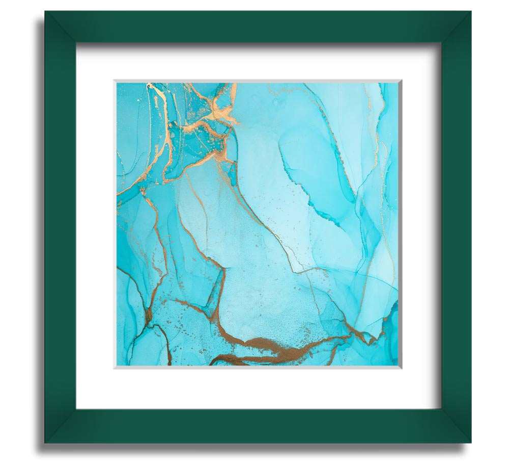 Aqua Fusion Glitter Square Framed Print showcasing a vibrant aqua glitter design in a stylish frame.