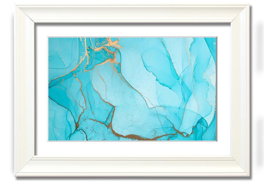 Aqua Fusion Glitter framed print showcasing vibrant glitter design in a stylish frame, ready to hang.