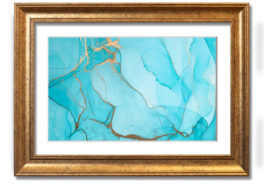 Aqua Fusion Glitter framed print showcasing vibrant glitter design in a stylish frame, ready to hang.