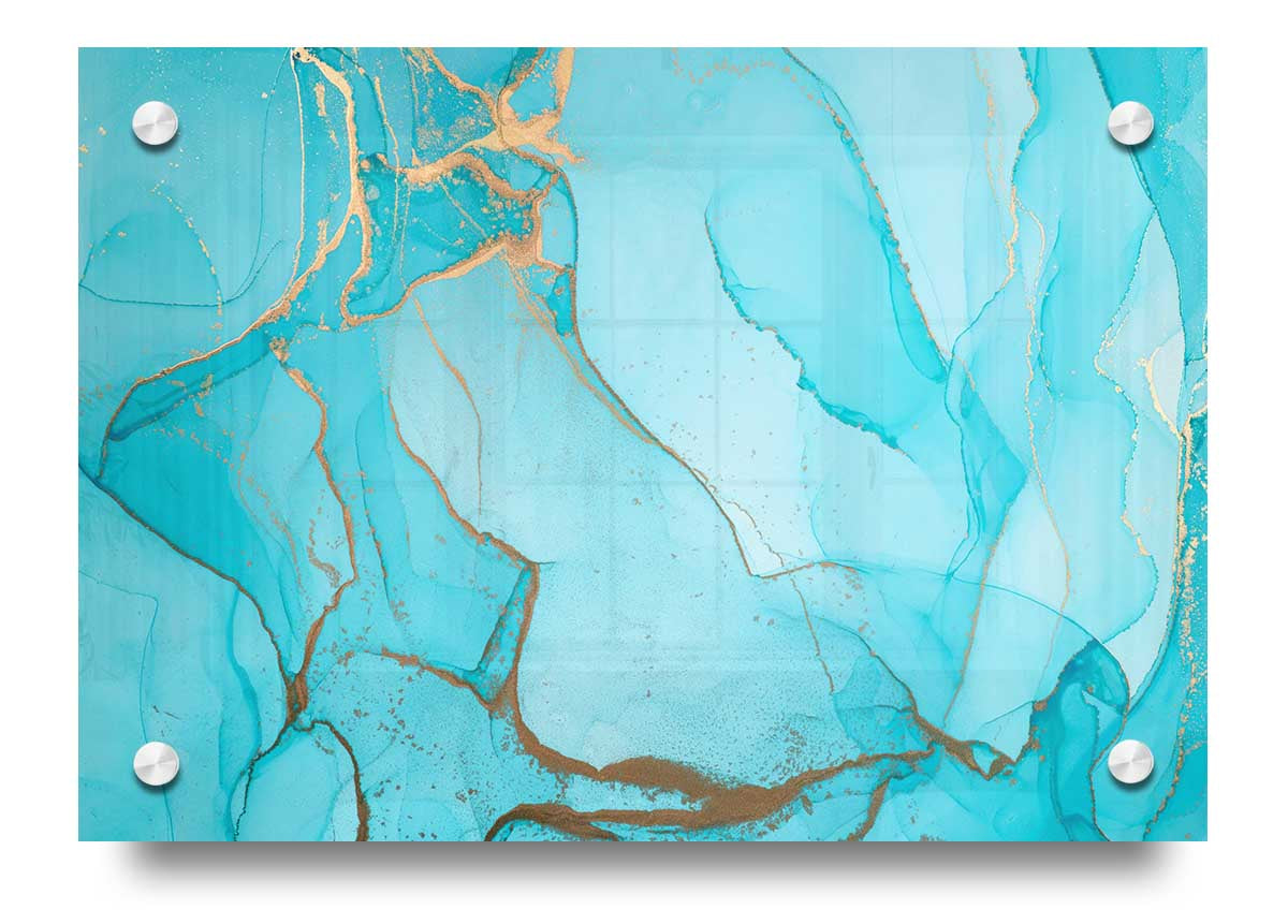 Aqua Fusion Glitter acrylic print showcasing vibrant colors on 5mm thick acrylic glass, ready to hang.