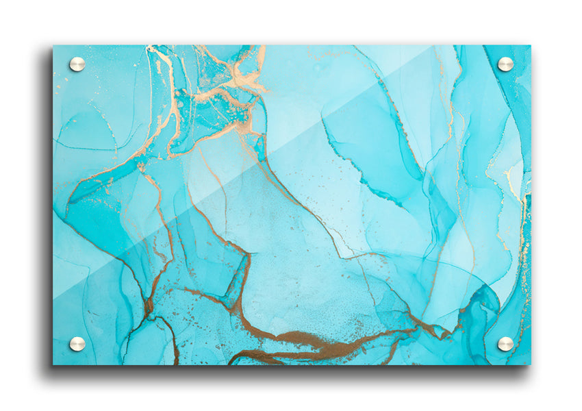 Aqua Fusion Glitter acrylic print showcasing vibrant colors on 5mm thick acrylic glass, ready to hang.