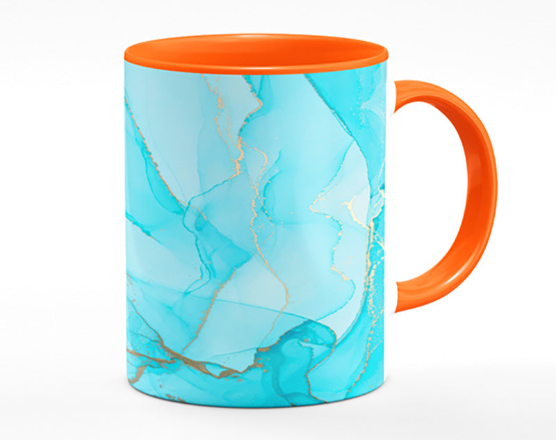 Aqua Fusion Glitter Mug featuring vibrant edge-to-edge print and matching handle colors, perfect for coffee or tea.