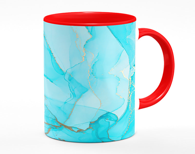 Aqua Fusion Glitter Mug featuring vibrant edge-to-edge print and matching handle colors, perfect for coffee or tea.