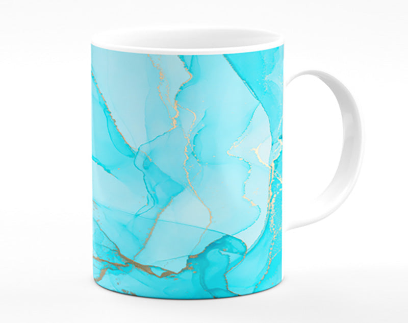 Aqua Fusion Glitter Mug featuring vibrant edge-to-edge print and matching handle colors, perfect for coffee or tea.