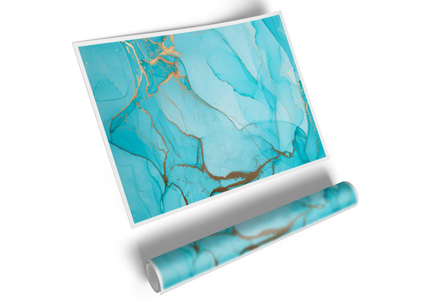 Aqua Fusion Glitter canvas art featuring vibrant aqua tones and glitter effects, ready for display.