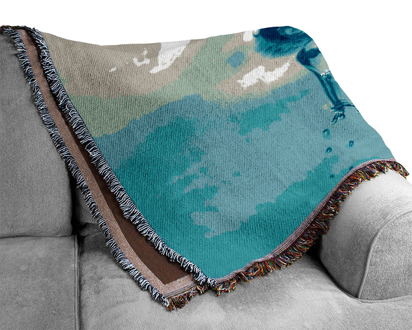 Aqua Splash throw blanket made from 100% cotton, featuring a luxurious thermal weave design, perfect for bed or couch.