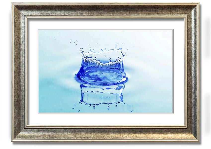 Aqua Splash framed print showcasing vibrant water splash design in a stylish frame.