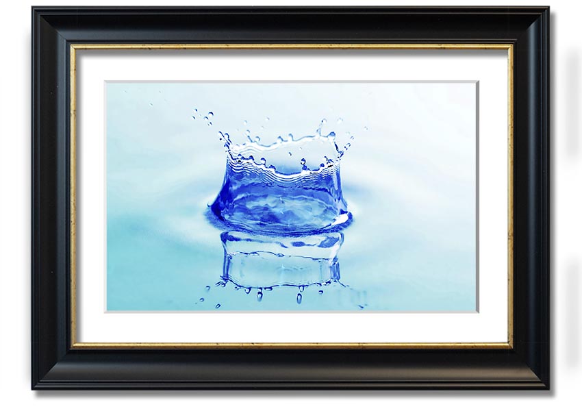 Aqua Splash framed print showcasing vibrant water splash design in a stylish frame.