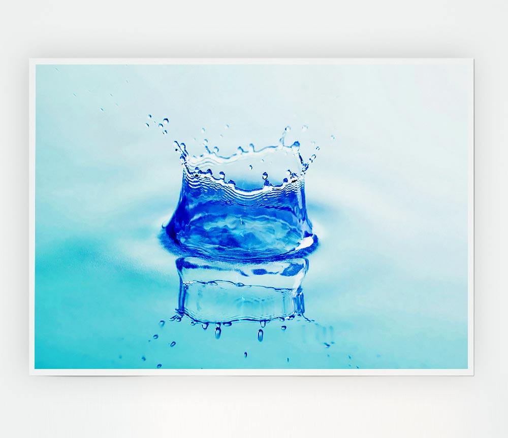 Aqua Splash canvas poster featuring vibrant colors and dynamic water splash design, ready for display or framing.