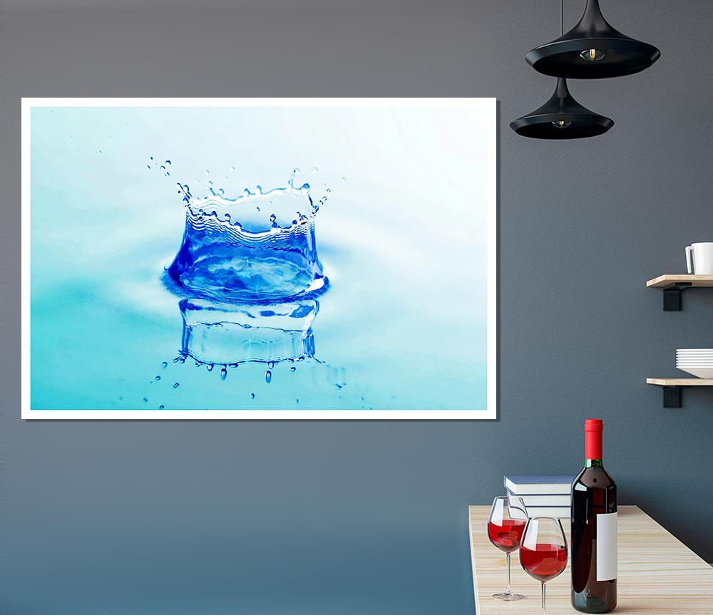 Aqua Splash canvas poster featuring vibrant colors and dynamic water splash design, ready for display or framing.