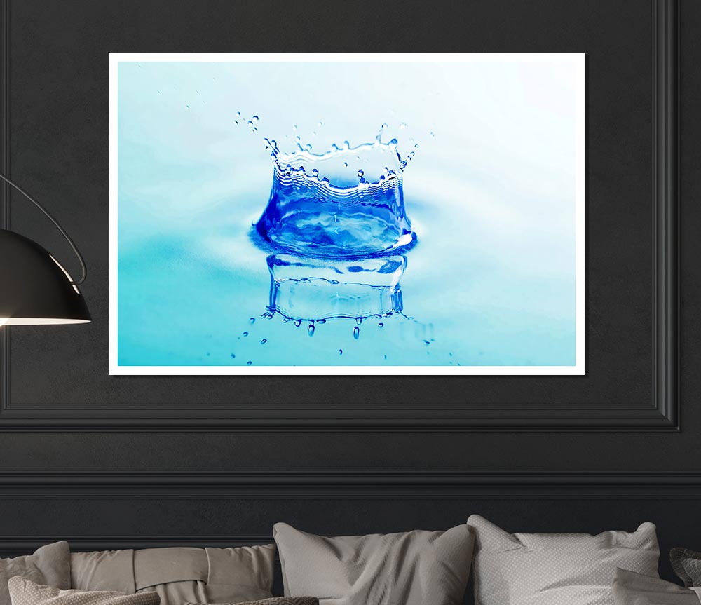 Aqua Splash canvas poster featuring vibrant colors and dynamic water splash design, ready for display or framing.