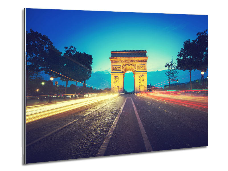 Arc De Triomphe 11 artwork printed on brushed aluminium dibond, showcasing vibrant colors and modern design.