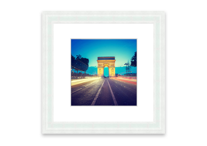 Framed print of Arc De Triomphe 11, showcasing intricate details and vibrant colors, available in various frame colors.