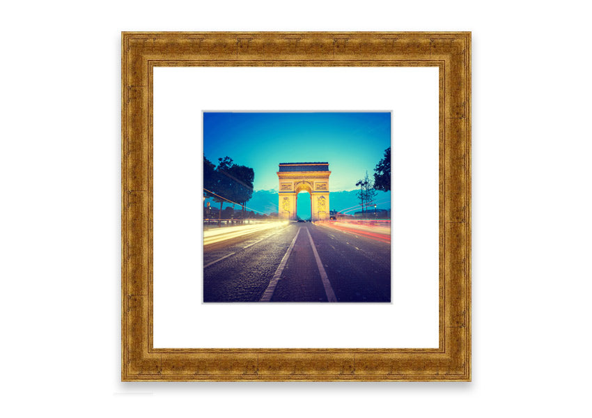 Framed print of Arc De Triomphe 11, showcasing intricate details and vibrant colors, available in various frame colors.