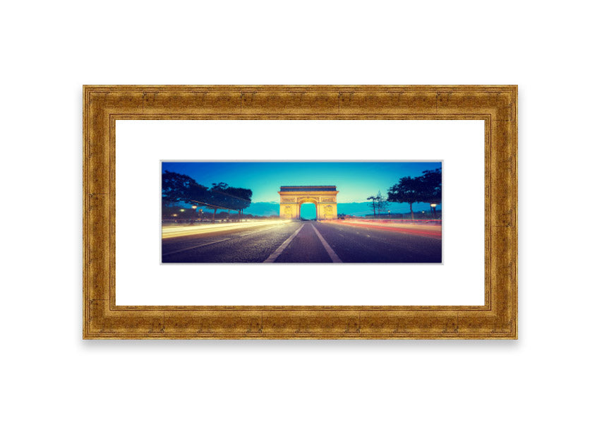 Framed print of Arc De Triomphe 11, showcasing intricate details and vibrant colors, available in various frame colors.