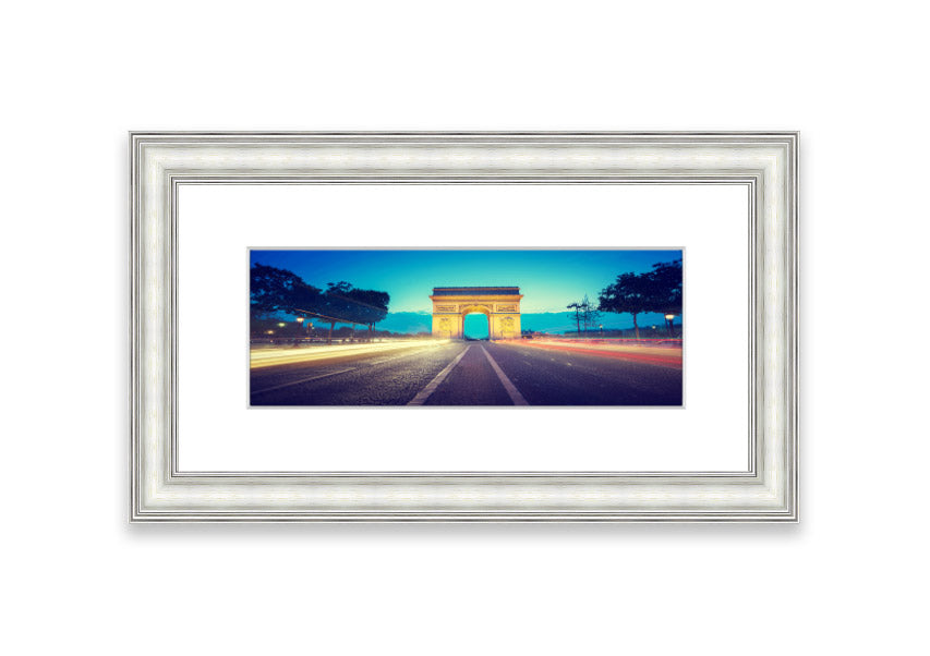 Framed print of Arc De Triomphe 11, showcasing intricate details and vibrant colors, available in various frame colors.