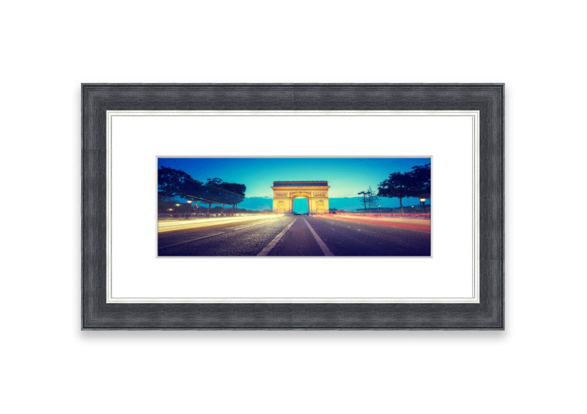 Framed print of Arc De Triomphe 11, showcasing intricate details and vibrant colors, available in various frame colors.