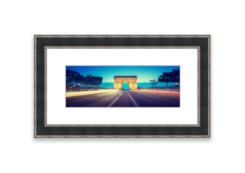 Framed print of Arc De Triomphe 11, showcasing intricate details and vibrant colors, available in various frame colors.