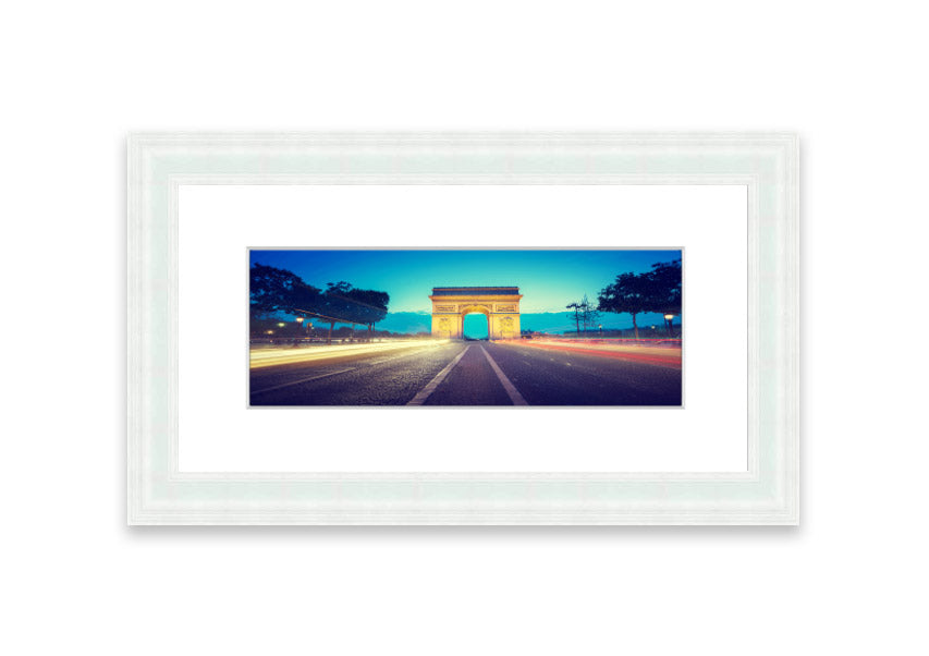 Framed print of Arc De Triomphe 11, showcasing intricate details and vibrant colors, available in various frame colors.