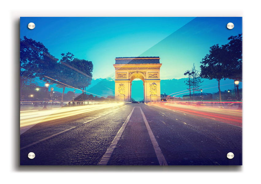 Arc De Triomphe 11 acrylic print showcasing vibrant colors on 5mm thick acrylic glass, ready to hang.