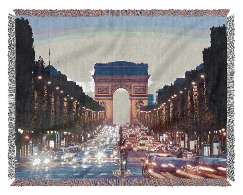 Arc De Triomphe 10 throw blanket made from 100% cotton, featuring a luxurious thermal weave design in a classic style.