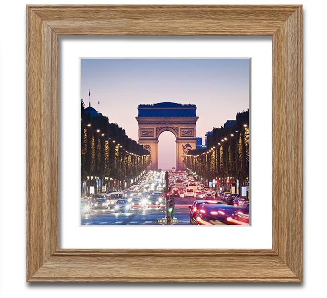 Arc De Triomphe 10 Square Framed Print in a stylish frame, showcasing the iconic monument with vibrant colors.