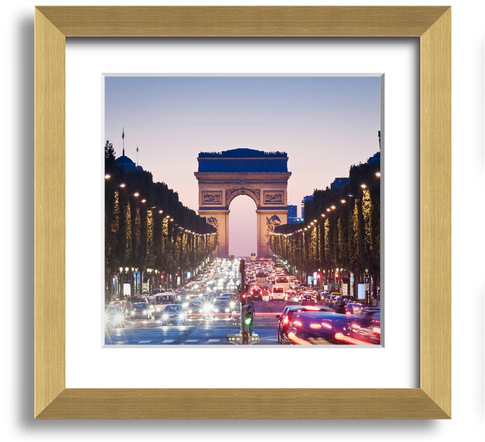 Arc De Triomphe 10 Square Framed Print in a stylish frame, showcasing the iconic monument with vibrant colors.