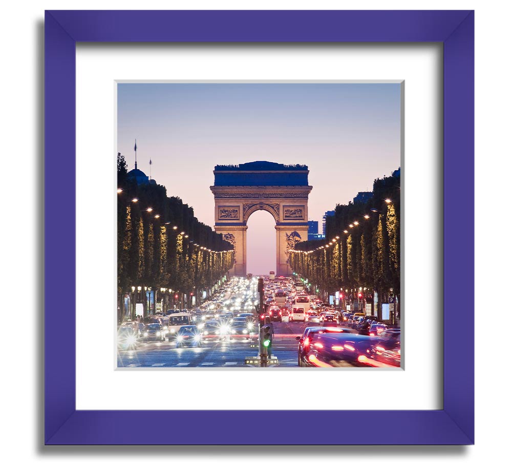 Arc De Triomphe 10 Square Framed Print in a stylish frame, showcasing the iconic monument with vibrant colors.