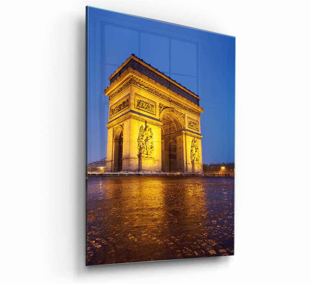 Arc De Triomphe 3 glass print showcasing vibrant colors and modern design, perfect for home decor.