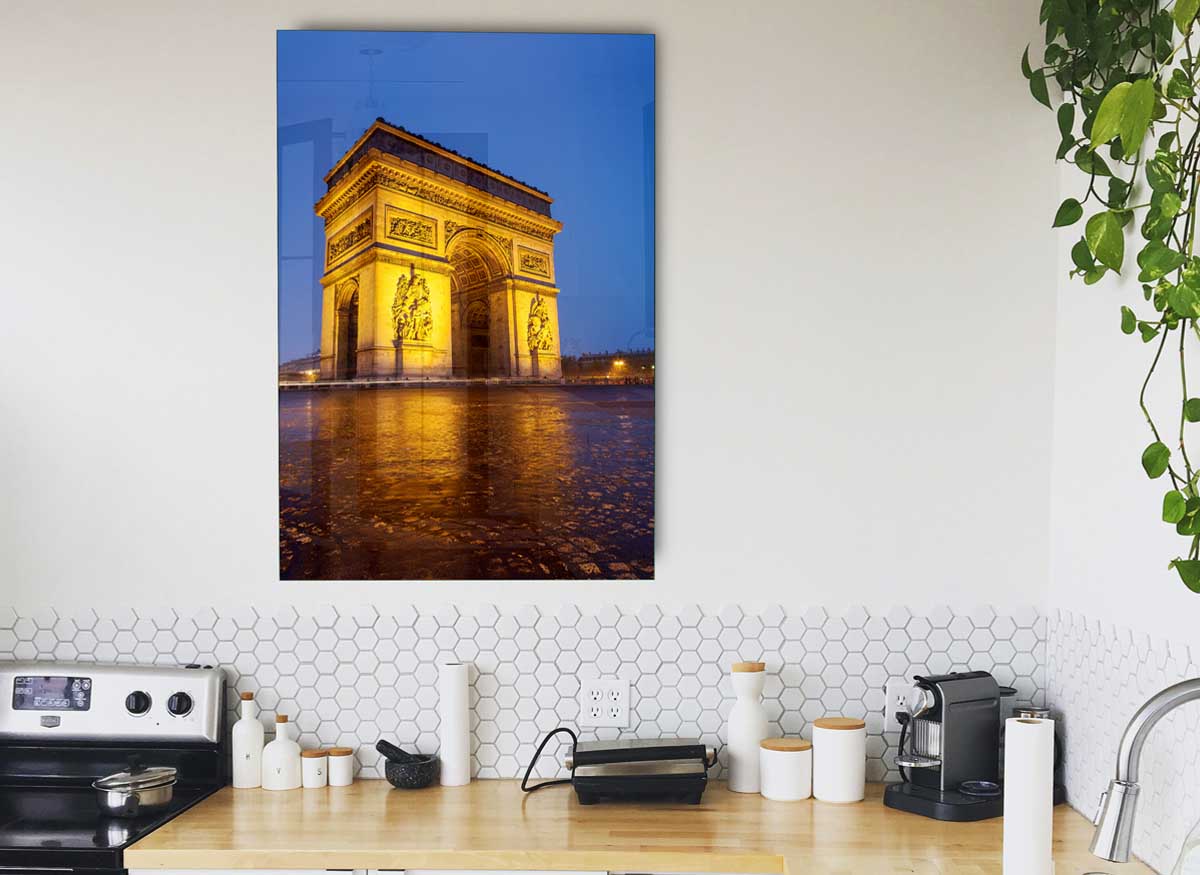 Arc De Triomphe 3 glass print showcasing vibrant colors and modern design, perfect for home decor.