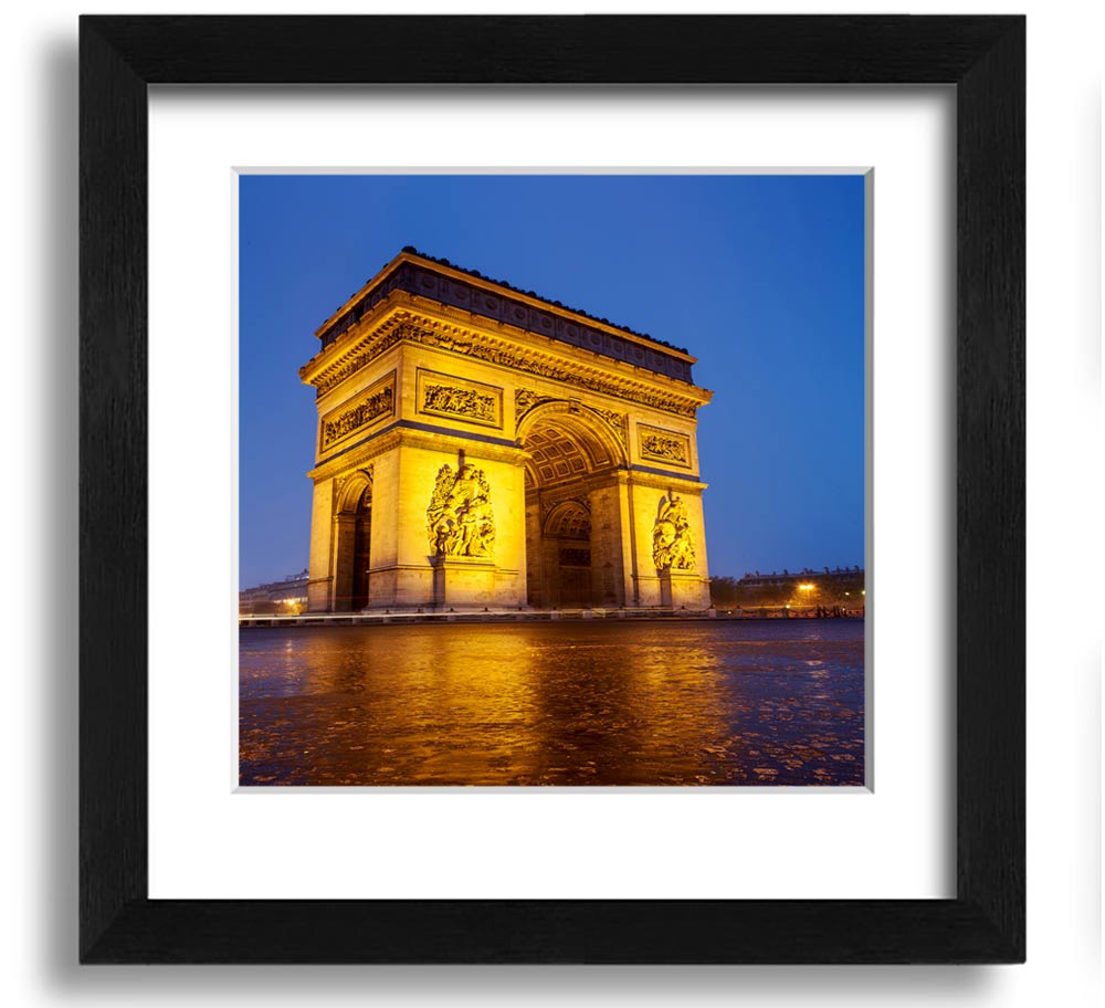 Arc De Triomphe 3 Square Framed Print in multiple frame colors, showcasing the iconic Paris landmark.