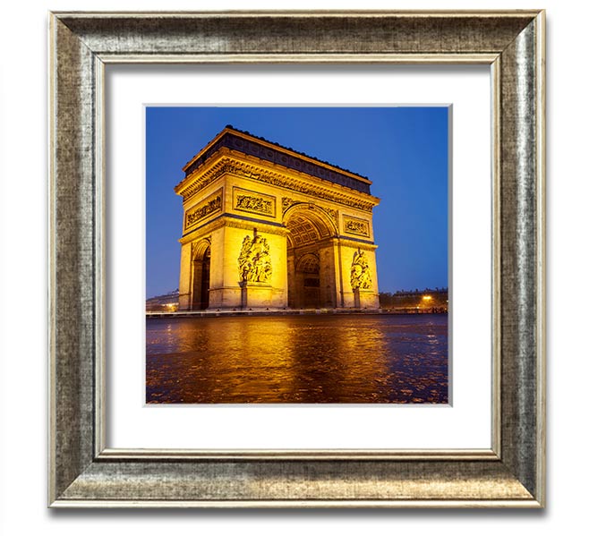 Arc De Triomphe 3 Square Framed Print in multiple frame colors, showcasing the iconic Paris landmark.