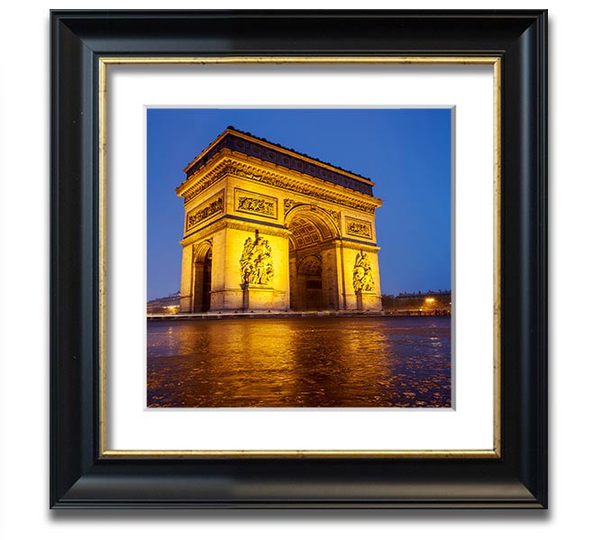 Arc De Triomphe 3 Square Framed Print in multiple frame colors, showcasing the iconic Paris landmark.