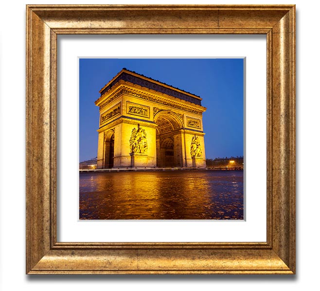 Arc De Triomphe 3 Square Framed Print in multiple frame colors, showcasing the iconic Paris landmark.