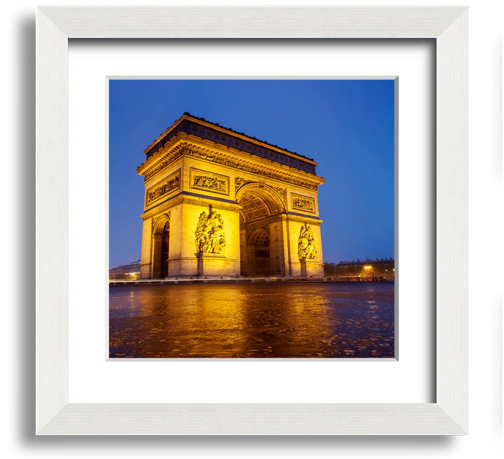 Arc De Triomphe 3 Square Framed Print in multiple frame colors, showcasing the iconic Paris landmark.