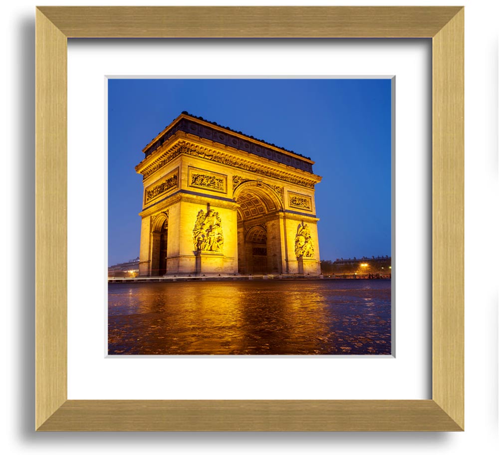 Arc De Triomphe 3 Square Framed Print in multiple frame colors, showcasing the iconic Paris landmark.