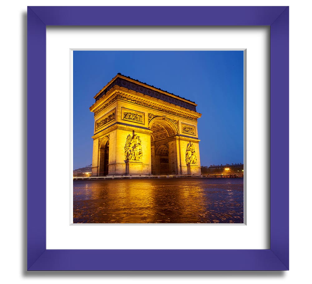 Arc De Triomphe 3 Square Framed Print in multiple frame colors, showcasing the iconic Paris landmark.