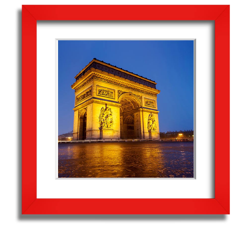 Arc De Triomphe 3 Square Framed Print in multiple frame colors, showcasing the iconic Paris landmark.