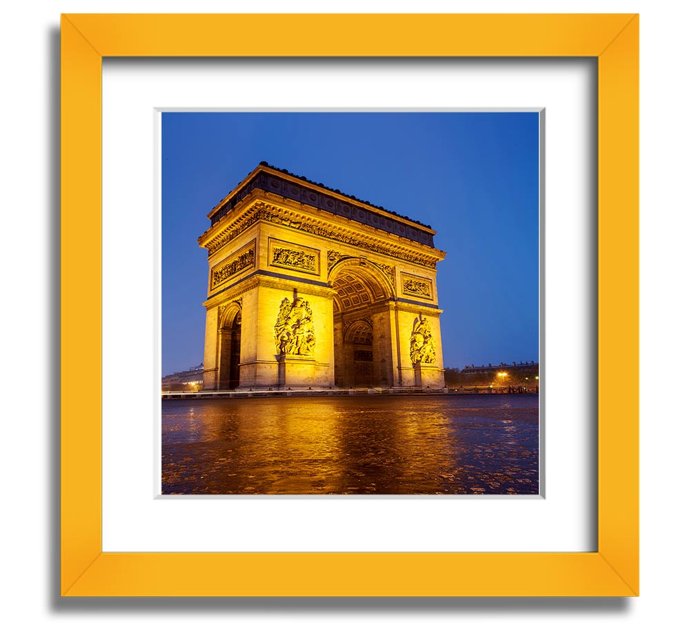 Arc De Triomphe 3 Square Framed Print in multiple frame colors, showcasing the iconic Paris landmark.