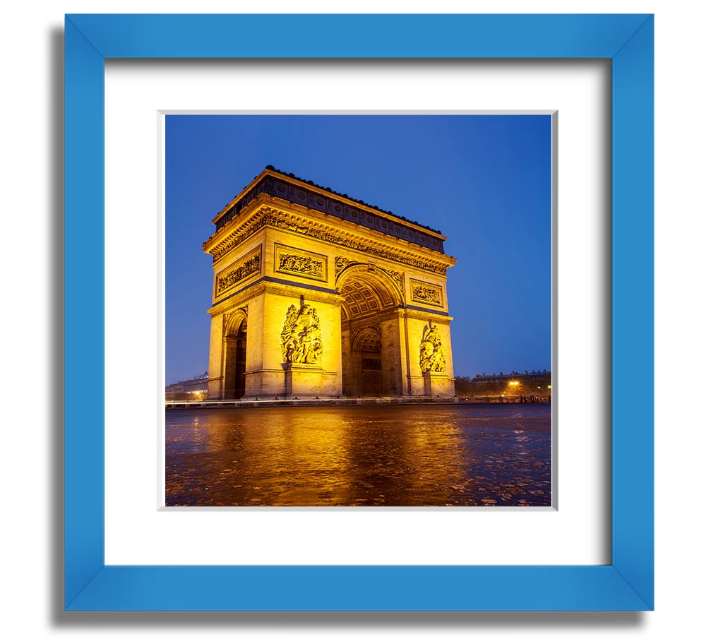 Arc De Triomphe 3 Square Framed Print in multiple frame colors, showcasing the iconic Paris landmark.