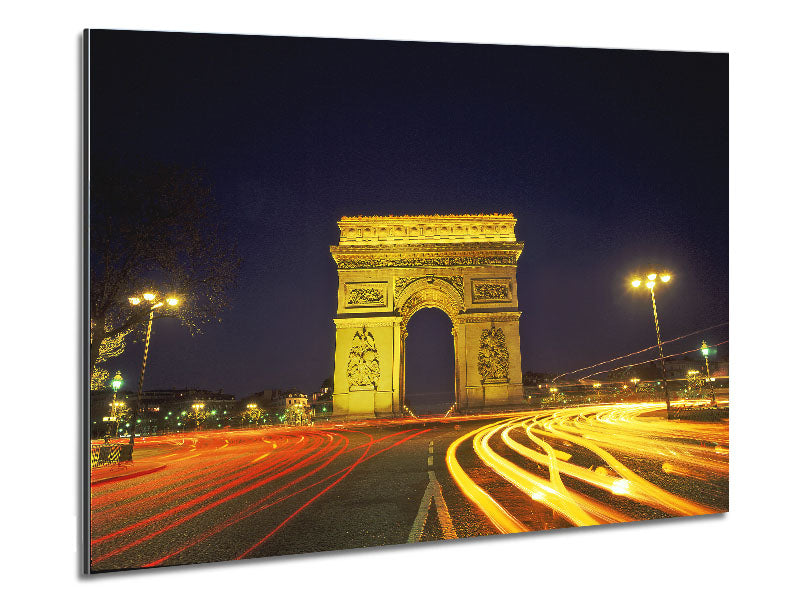 Arc De Triomphe 4 artwork printed on brushed aluminium dibond, showcasing vibrant colors and modern design.